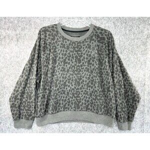 Victoria’s Secret Sweatshirt Women's 2XL Cheetah Animal Print Cropped Stretch